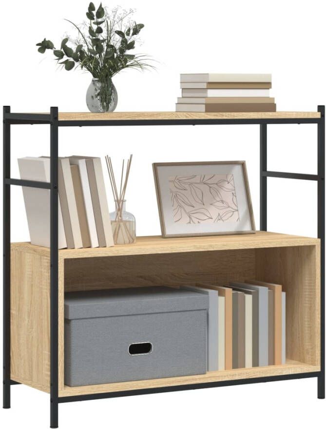 VidaXL -Boekenrek-80x30x78 5-cm-bewerkt-hout-en-ijzer-sonoma-eikenkleur - Foto 4