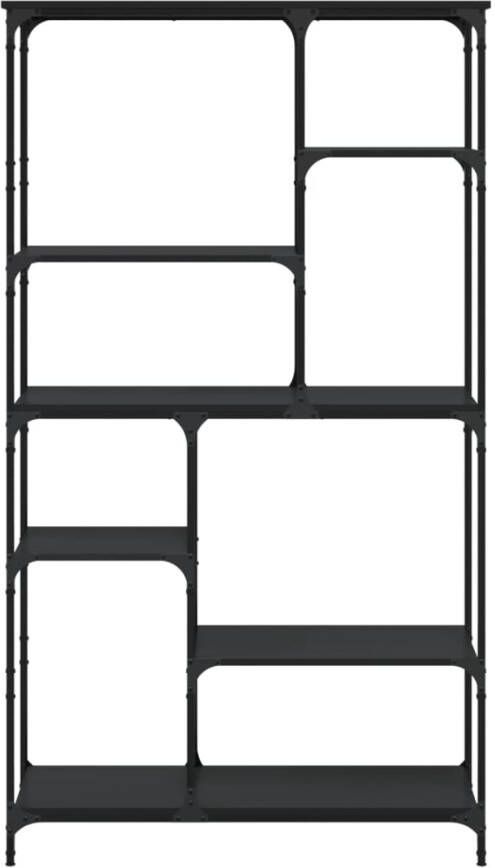 VidaXL -Boekenrek-99x35 5x176-cm-bewerkt-hout-en-staal-zwart - Foto 4
