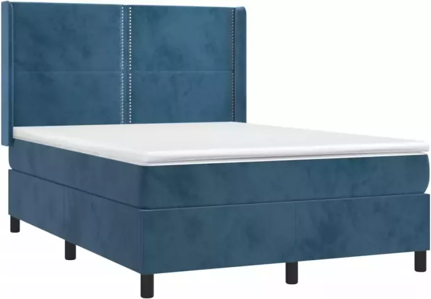 VidaXL -Boxspring-met-matras-en-LED-fluweel-donkerblauw-140x200-cm - Foto 4