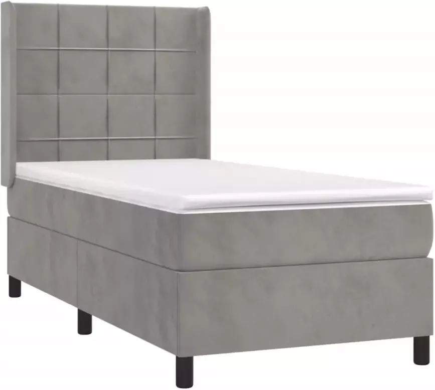 VidaXL -Boxspring-met-matras-en-LED-fluweel-lichtgrijs-80x200-cm - Foto 4