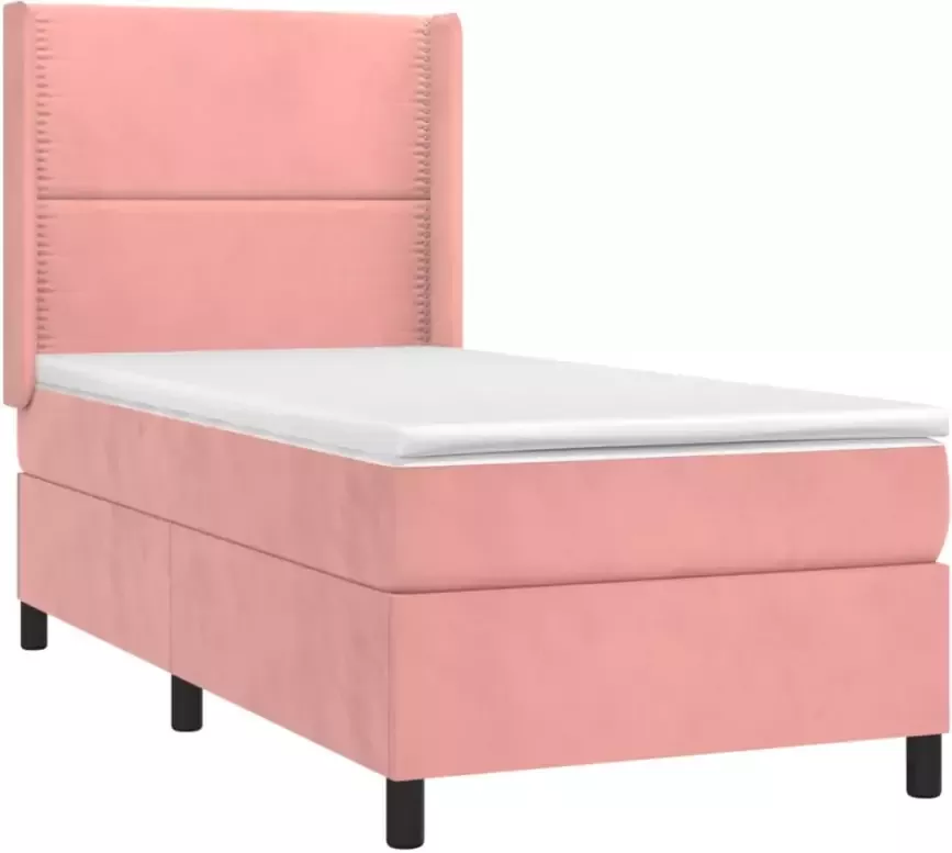 VidaXL -Boxspring-met-matras-en-LED-fluweel-roze-100x200-cm - Foto 3
