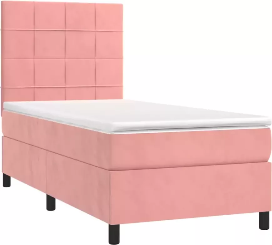VidaXL -Boxspring-met-matras-en-LED-fluweel-roze-100x200-cm - Foto 5
