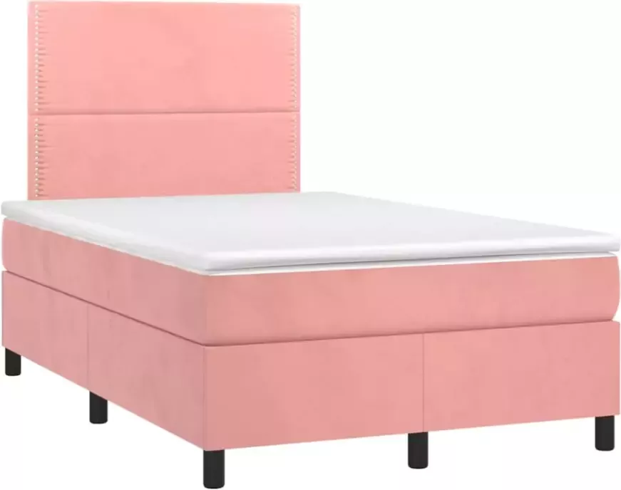 VidaXL -Boxspring-met-matras-en-LED-fluweel-roze-120x200-cm - Foto 4