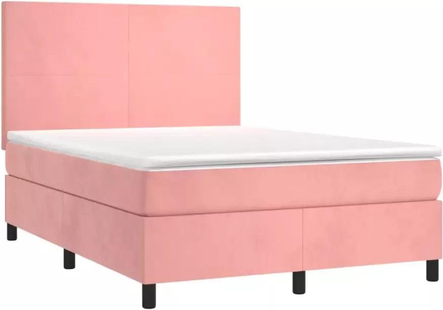 VidaXL -Boxspring-met-matras-en-LED-fluweel-roze-140x190-cm - Foto 8