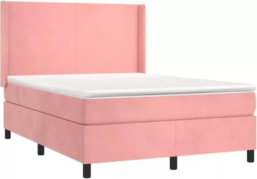 VidaXL -Boxspring-met-matras-en-LED-fluweel-roze-140x190-cm - Foto 3