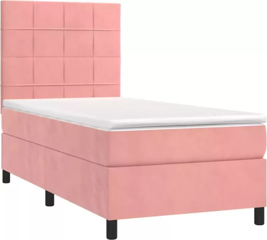 VidaXL -Boxspring-met-matras-en-LED-fluweel-roze-90x200-cm - Foto 4