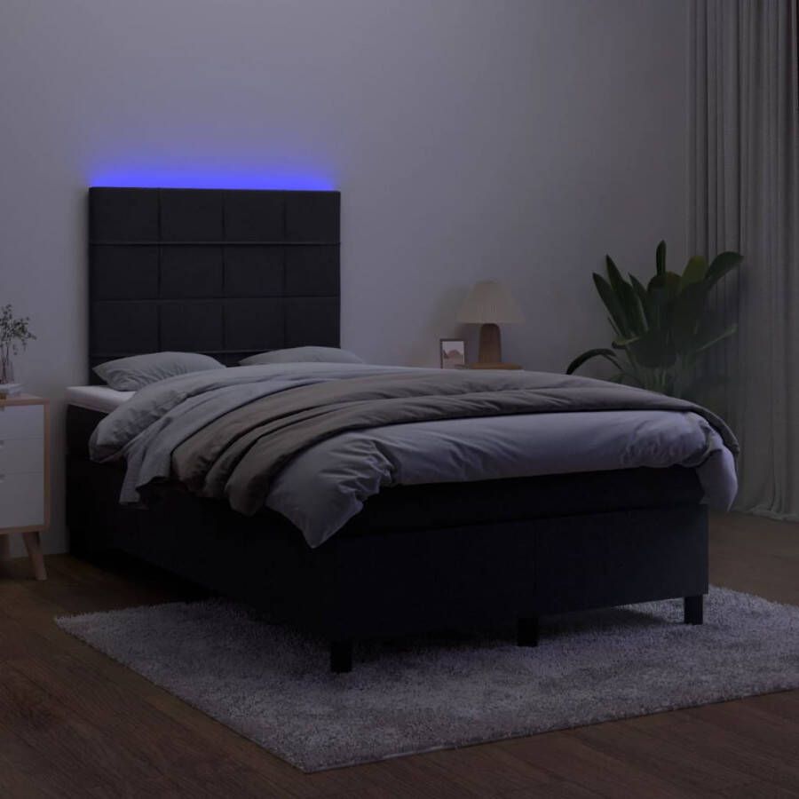 VidaXL -Boxspring-met-matras-en-LED-fluweel-zwart-120x190-cm - Foto 1