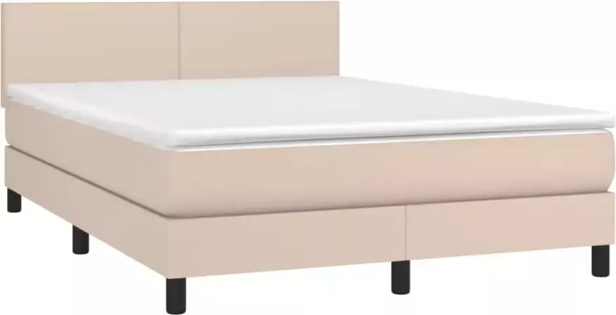 VidaXL -Boxspring-met-matras-en-LED-kunstleer-cappuccinokleur-140x200cm - Foto 4