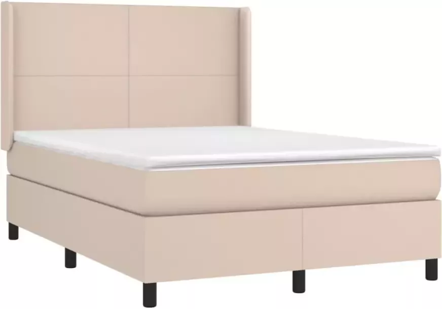 VidaXL -Boxspring-met-matras-en-LED-kunstleer-cappuccinokleur-140x200cm - Foto 4