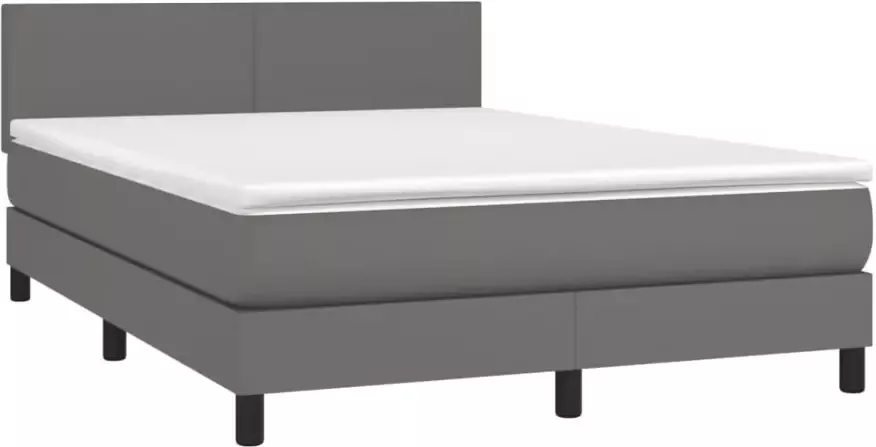 VidaXL -Boxspring-met-matras-en-LED-kunstleer-grijs-140x200-cm - Foto 3