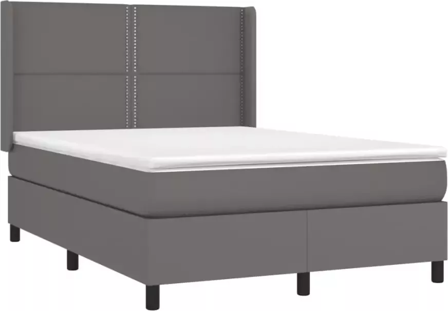 VidaXL -Boxspring-met-matras-en-LED-kunstleer-grijs-140x200-cm - Foto 3