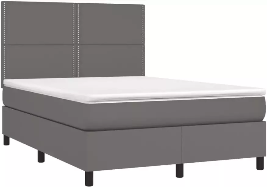 VidaXL -Boxspring-met-matras-en-LED-kunstleer-grijs-140x200-cm - Foto 4