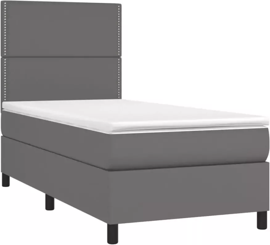 VidaXL -Boxspring-met-matras-en-LED-kunstleer-grijs-90x190-cm - Foto 4