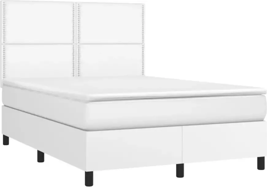 VidaXL -Boxspring-met-matras-en-LED-kunstleer-wit-140x200-cm - Foto 6