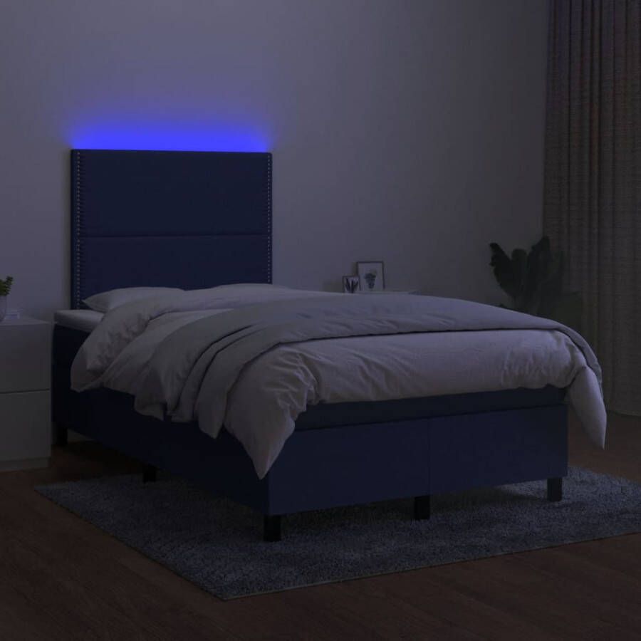 VidaXL -Boxspring-met-matras-en-LED-stof-blauw-120x190-cm - Foto 2