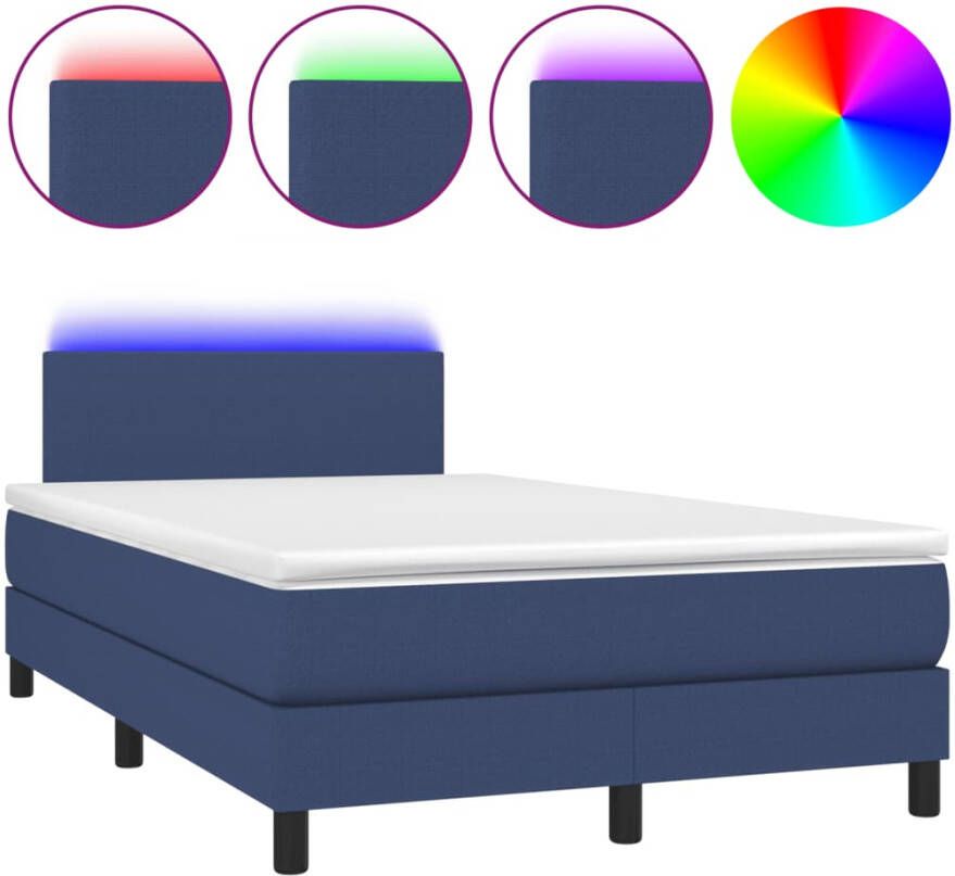 VIDAXL Boxspring met matras en LED stof blauw 120x190 cm - Foto 3