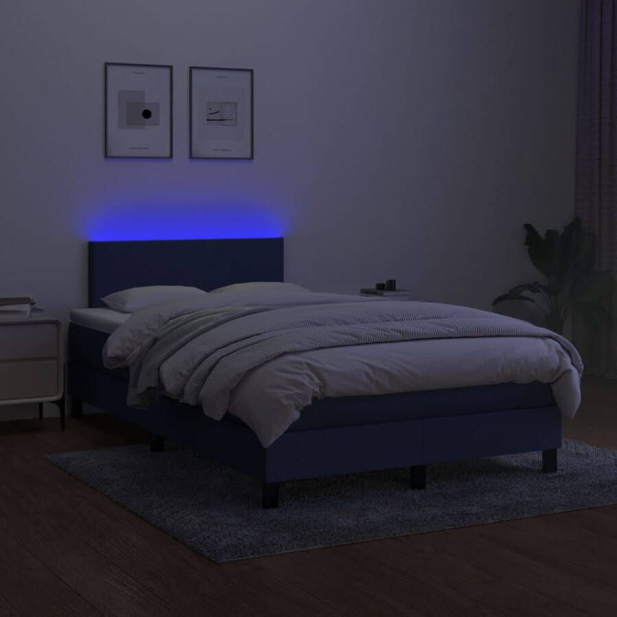 VIDAXL Boxspring met matras en LED stof blauw 120x190 cm - Foto 1