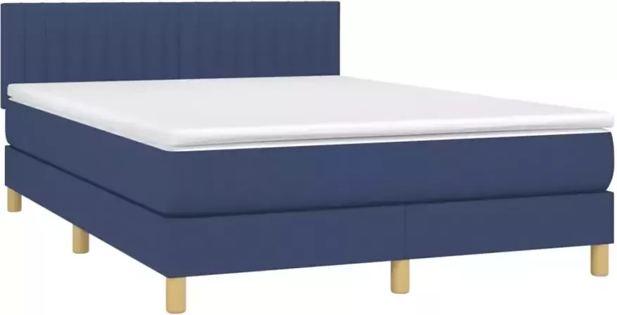 VidaXL -Boxspring-met-matras-en-LED-stof-blauw-140x200-cm - Foto 4