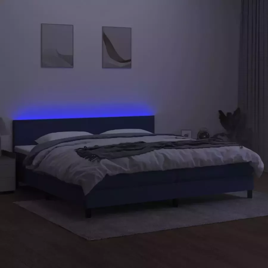 VidaXL -Boxspring-met-matras-en-LED-stof-blauw-200x200-cm - Foto 6
