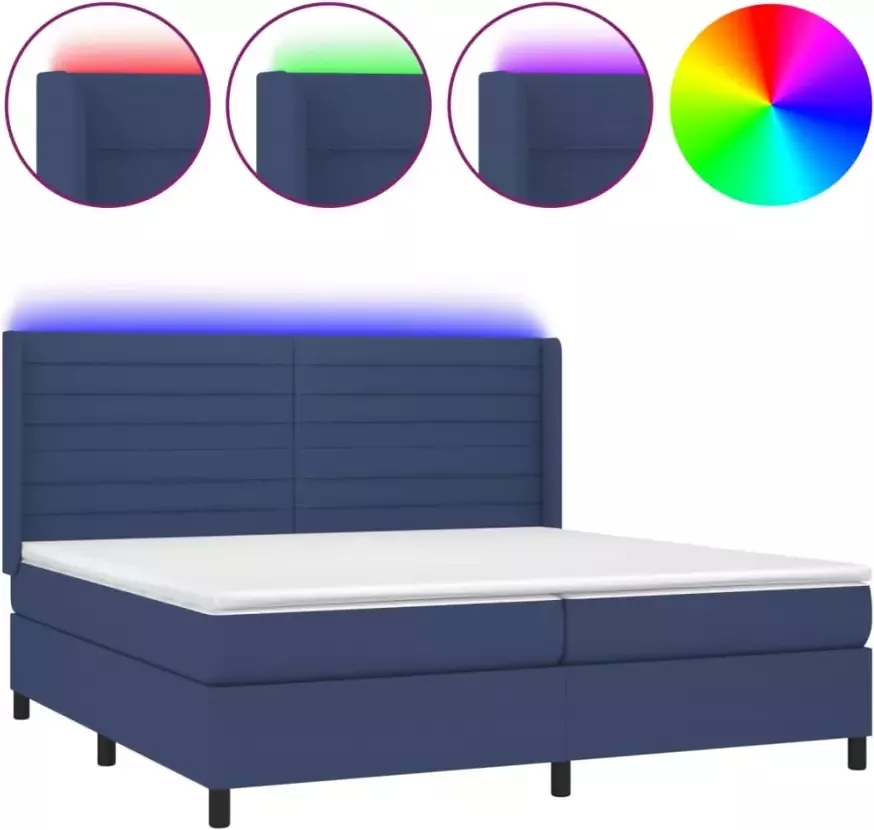 VIDAXL Boxspring met matras en LED stof blauw 200x200 cm - Foto 1