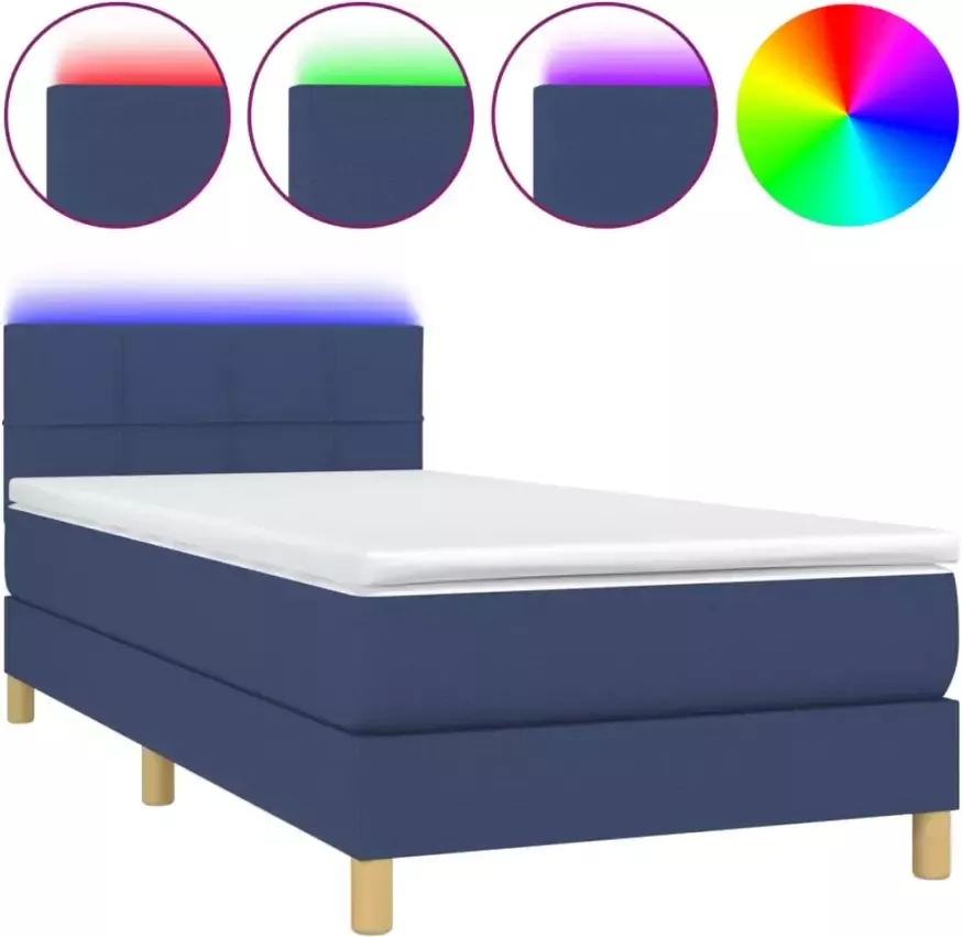 VIDAXL Boxspring met matras en LED stof blauw 90x190 cm - Foto 2