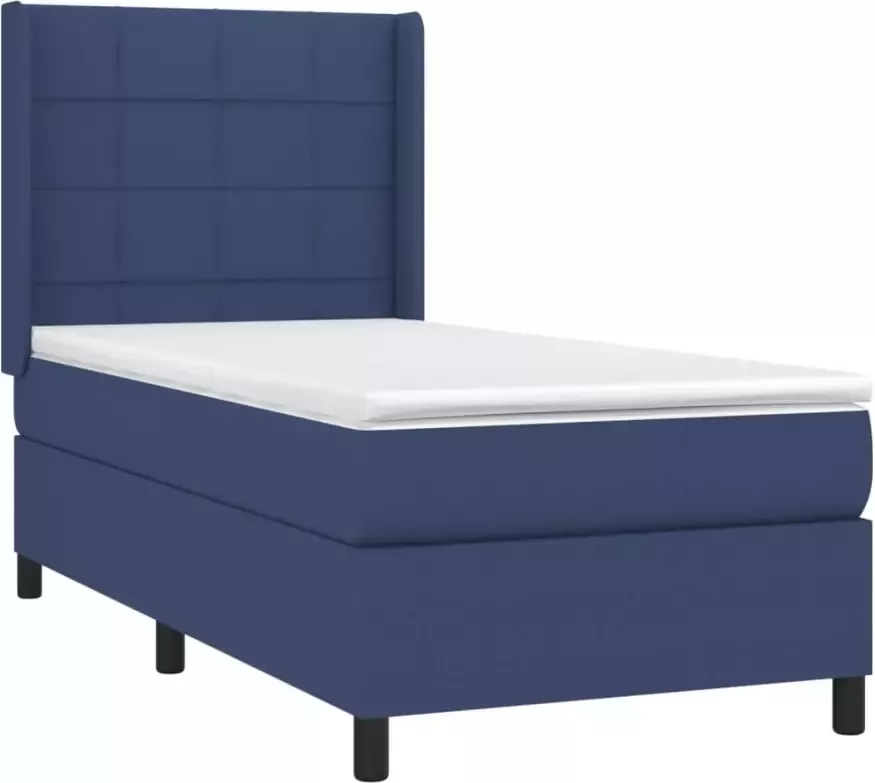 VidaXL -Boxspring-met-matras-en-LED-stof-blauw-90x190-cm - Foto 3