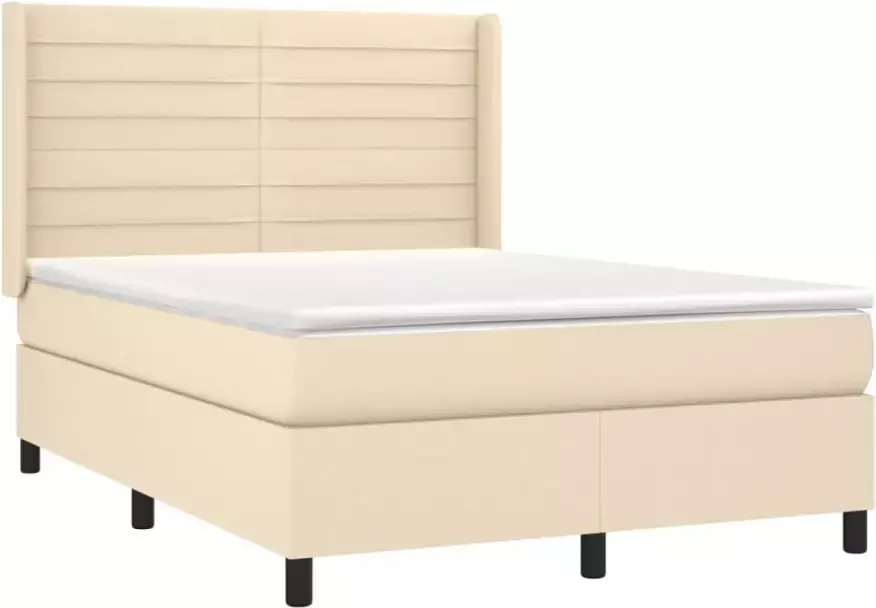 VidaXL Boxspring met matras en LED stof crÃ¨mekleurig 140x200 cm - Foto 6