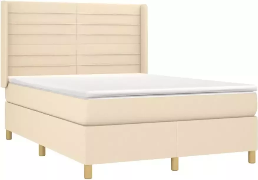 VidaXL Boxspring met matras en LED stof crÃ¨mekleurig 140x200 cm - Foto 5