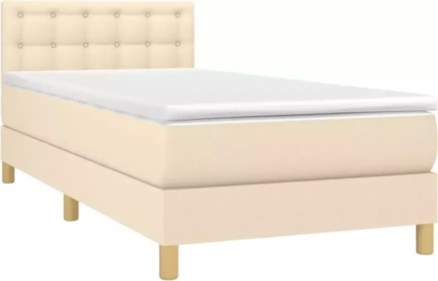 VidaXL Boxspring met matras en LED stof crÃ¨mekleurig 80x200 cm - Foto 10