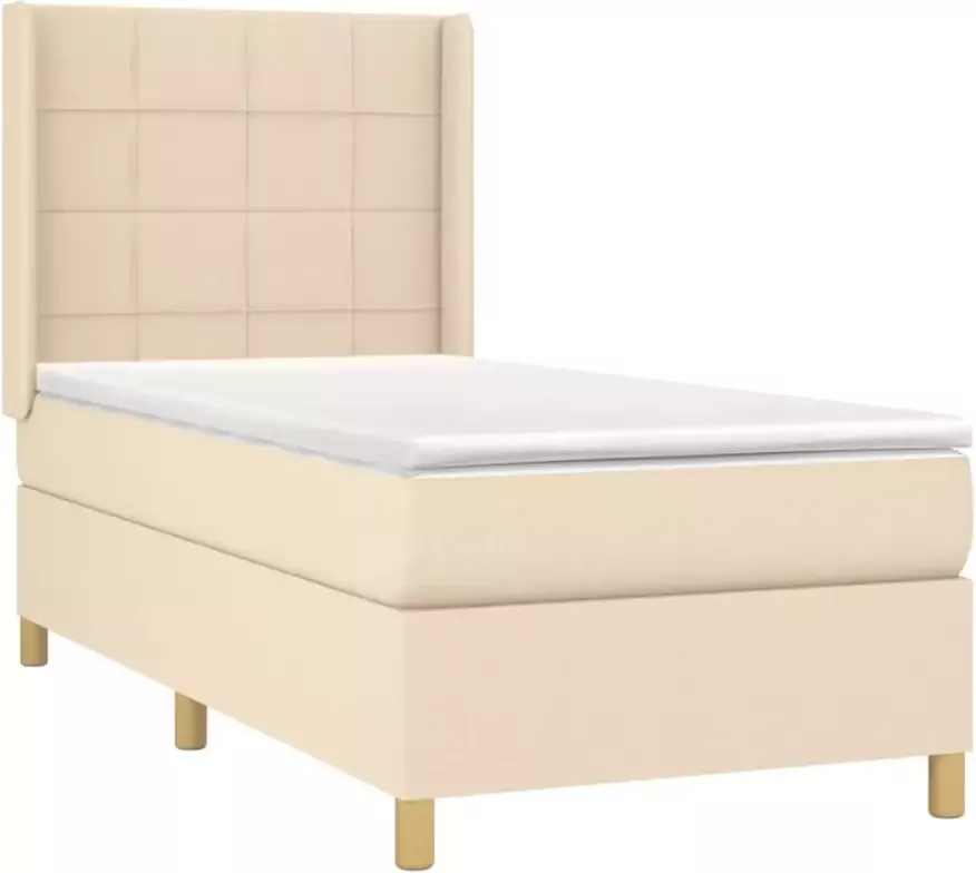 VidaXL Boxspring met matras en LED stof crÃ¨mekleurig 80x200 cm - Foto 6