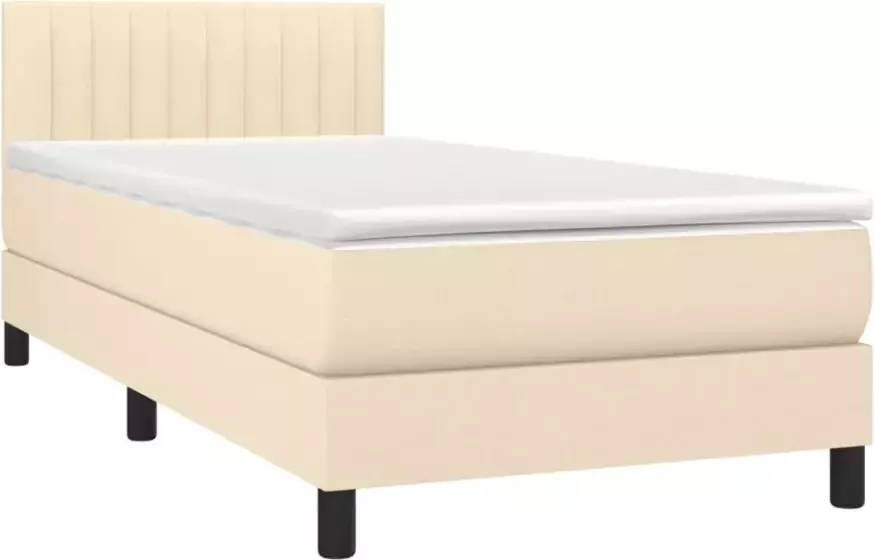 VidaXL Boxspring met matras en LED stof crÃ¨mekleurig 90x190 cm - Foto 4