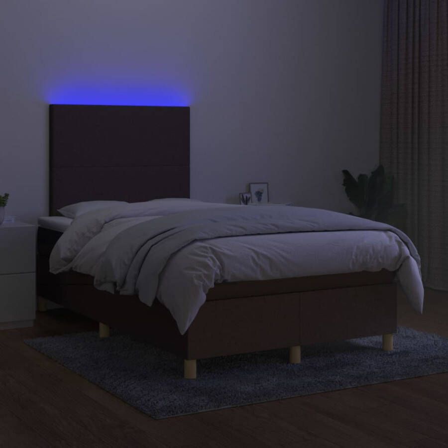 VIDAXL Boxspring met matras en LED stof donkerbruin 120x190 cm - Foto 3