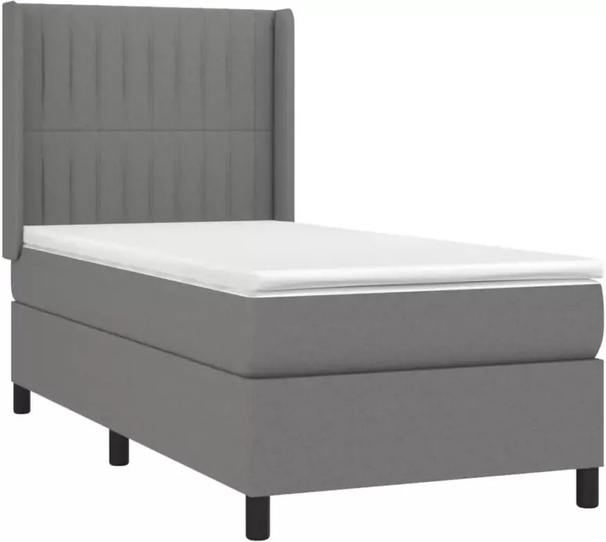 Vida XL Boxspring met matras en LED stof donkergrijs 100x200 cm SKU: V3139094 - Foto 4