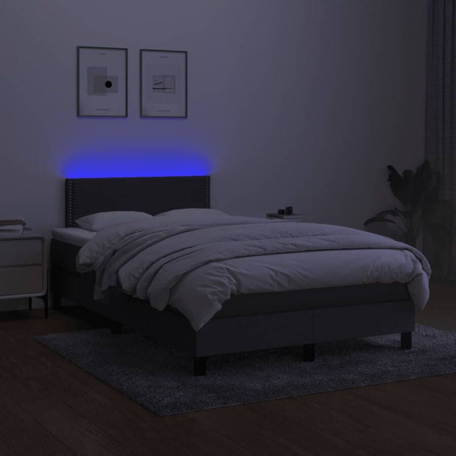 VidaXL -Boxspring-met-matras-en-LED-stof-donkergrijs-120x190-cm - Foto 2