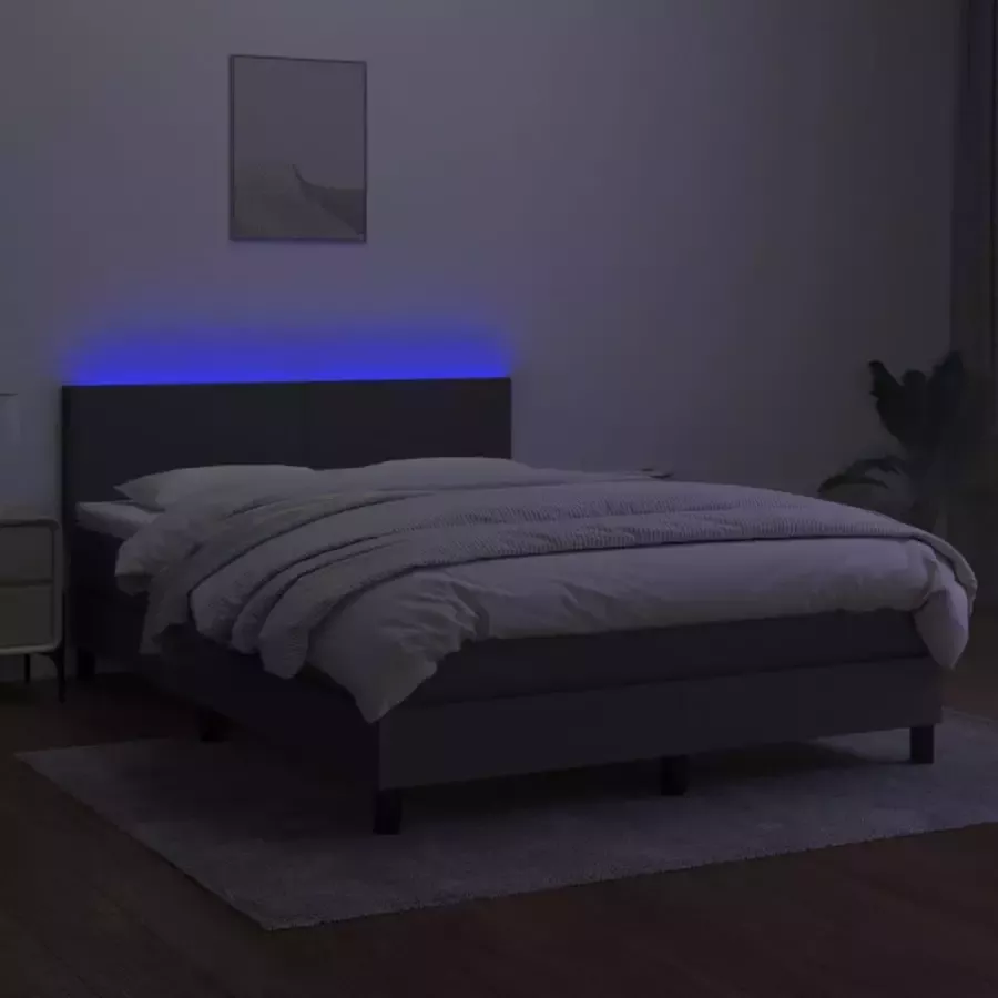 VidaXL -Boxspring-met-matras-en-LED-stof-donkergrijs-140x200-cm - Foto 3