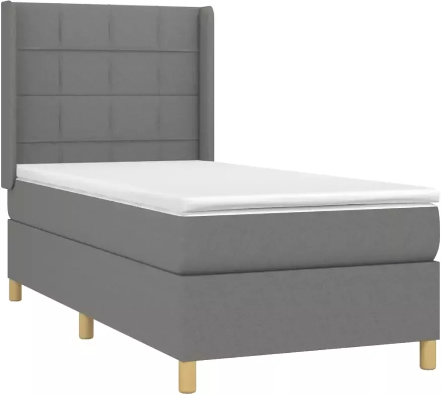 Vida XL Boxspring met matras en LED stof donkergrijs 90x190 cm SKU: V3138758 - Foto 4