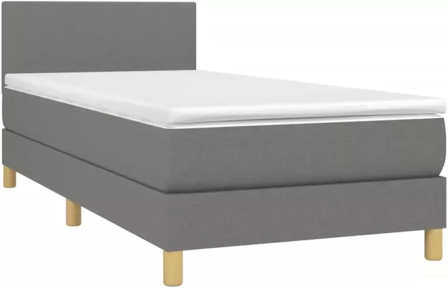 Vida XL Boxspring met matras en LED stof donkergrijs 90x190 cm SKU: V3133038 - Foto 4
