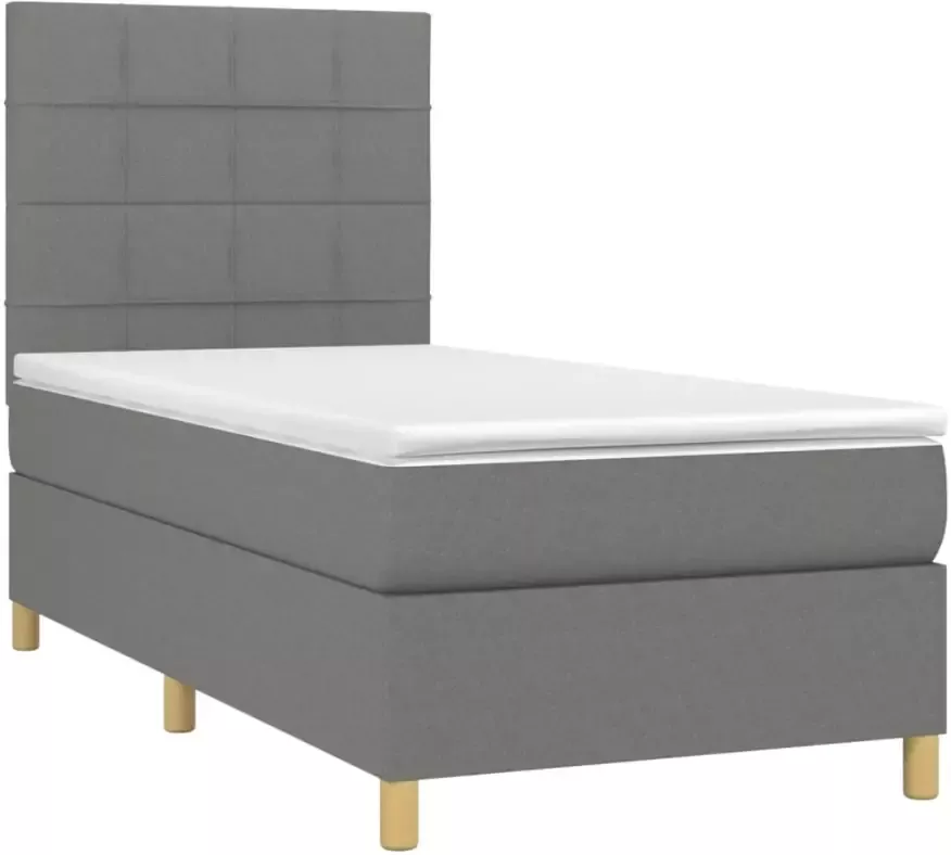 Vida XL Boxspring met matras en LED stof donkergrijs 90x190 cm SKU: V3135638 - Foto 4
