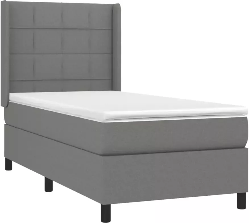 Vida XL Boxspring met matras en LED stof donkergrijs 90x200 cm SKU: V3138526 - Foto 3