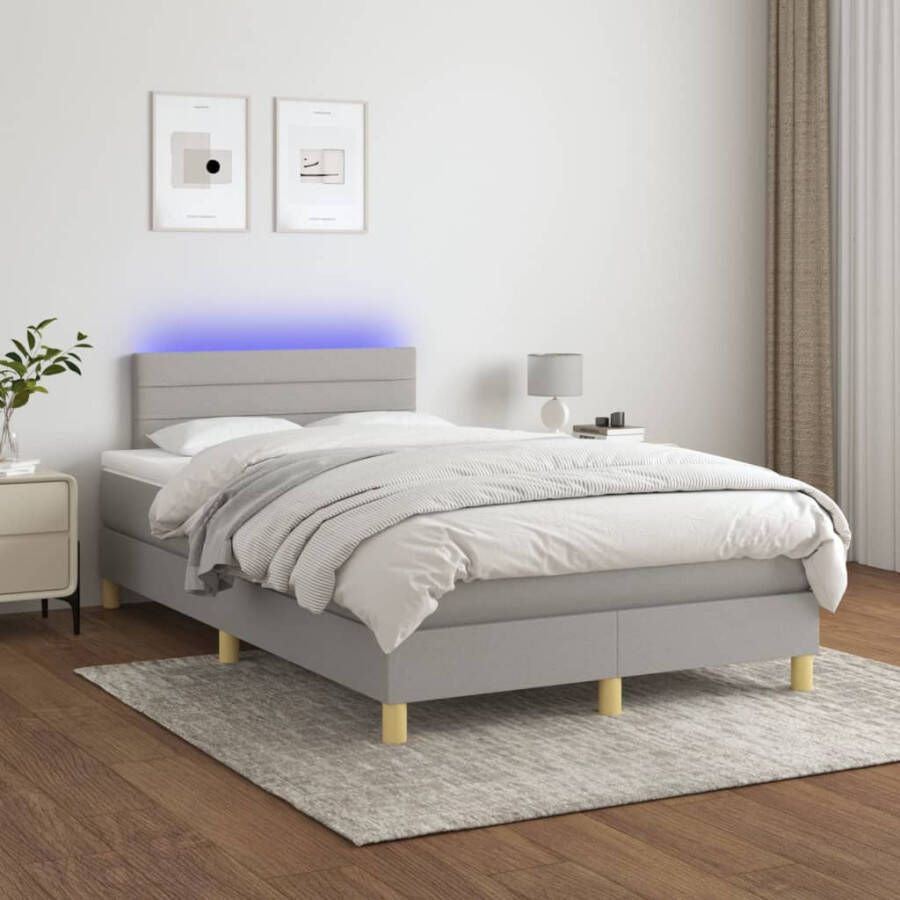 VidaXL -Boxspring-met-matras-en-LED-stof-lichtgrijs-120x190-cm - Foto 2