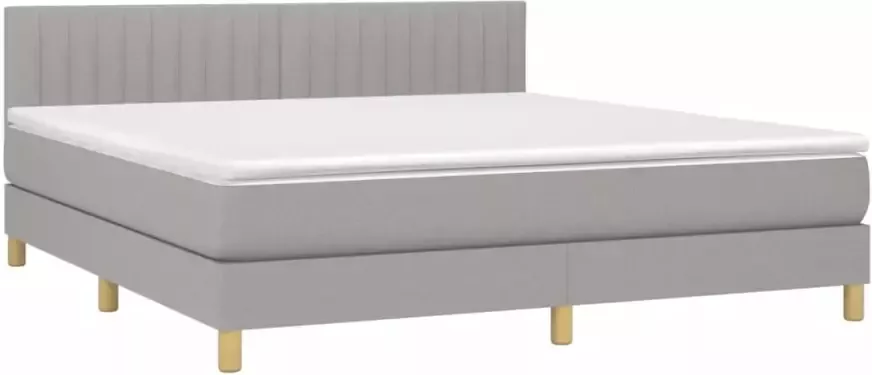 VidaXL -Boxspring-met-matras-en-LED-stof-lichtgrijs-160x200-cm - Foto 7