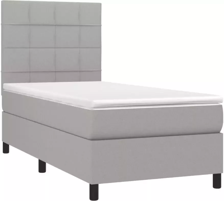 VidaXL -Boxspring-met-matras-en-LED-stof-lichtgrijs-80x200-cm - Foto 3