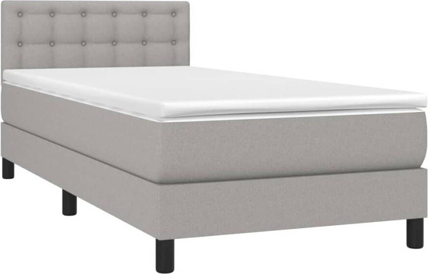 VidaXL -Boxspring-met-matras-en-LED-stof-lichtgrijs-90x190-cm - Foto 4