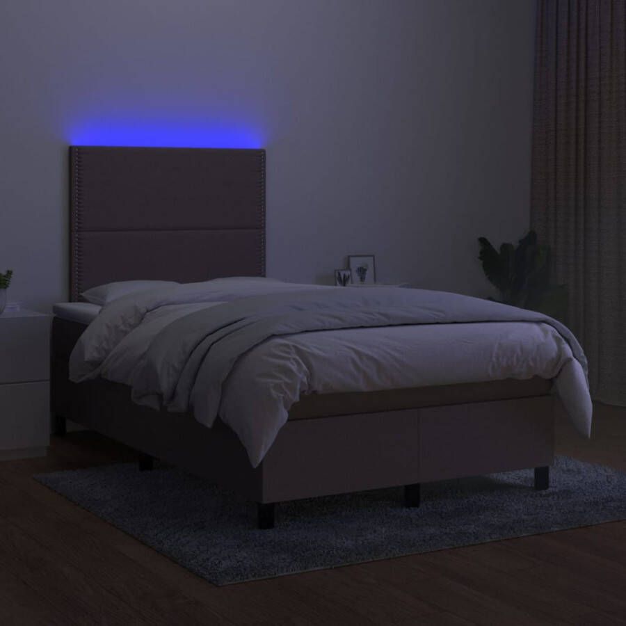 VIDAXL Boxspring met matras en LED stof taupe 120x190 cm