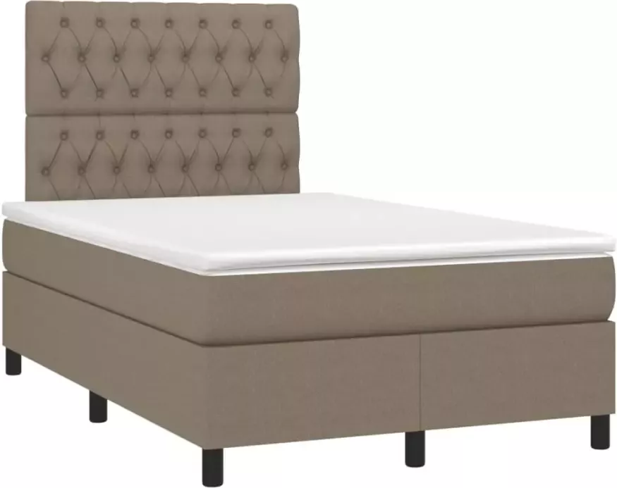 VidaXL -Boxspring-met-matras-en-LED-stof-taupe-120x200-cm - Foto 4