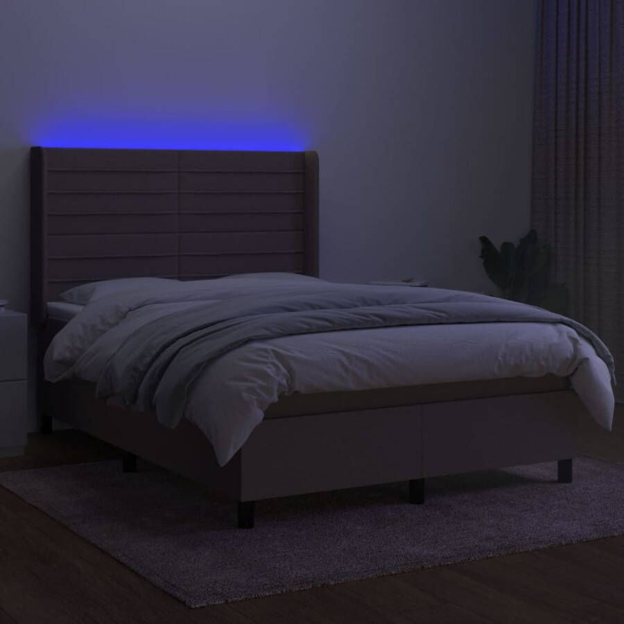 VidaXL -Boxspring-met-matras-en-LED-stof-taupe-140x190-cm - Foto 8