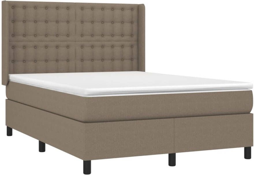 VidaXL -Boxspring-met-matras-en-LED-stof-taupe-140x190-cm - Foto 6