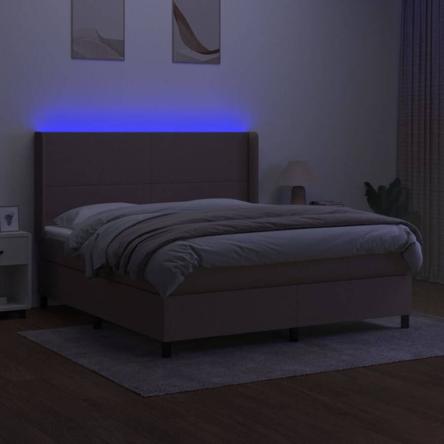 VidaXL -Boxspring-met-matras-en-LED-stof-taupe-180x200-cm - Foto 3