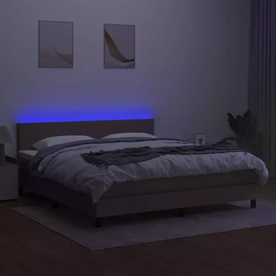 VidaXL -Boxspring-met-matras-en-LED-stof-taupe-180x200-cm - Foto 2