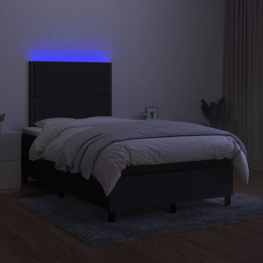 Vida XL Boxspring met matras en LED stof zwart 120x190 cm SKU: V3270048